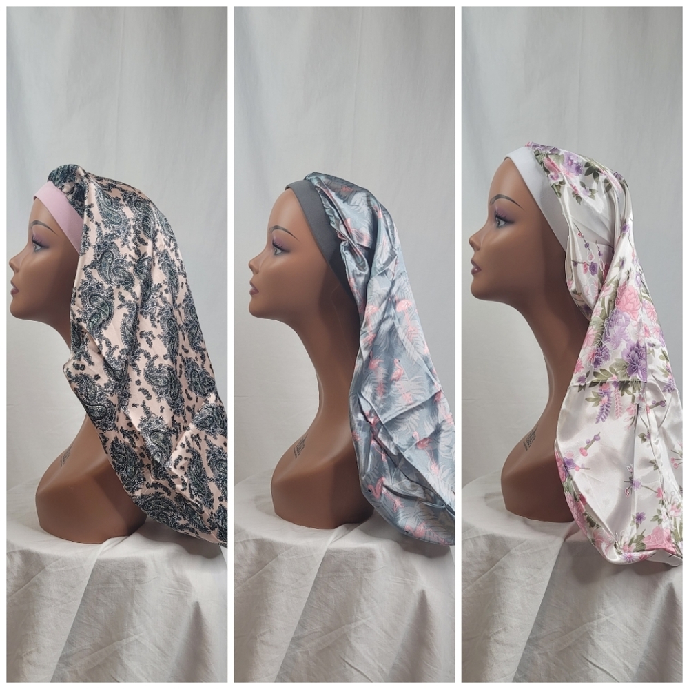 Avebri long hair bonnets cover 3 in a bundle, new with tags